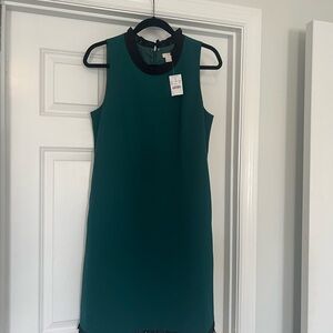 J. Crew Teal Dress with Black Collar